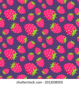 Summer pattern with strawberries. Pink juicy straw