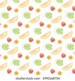 summer pattern with strawberry, diney and flower