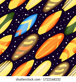 Summer pattern with surfboards. Cartoon style. Vector illustration