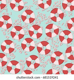 Summer pattern with swimming pool floats and leopard print.Abstract,vintage pattern in 90's style.For textile,texture,prints,wallpaper,t-shirt design.Vector illustration.