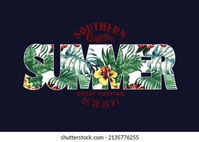 
Summer pattern text, California Palm Tree And Long Beach Summer Graphics, summer holiday, hello summer, beach vacation and Dark background - Vector Illustration for t shirt prints