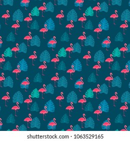 summer pattern tropical leaf flamingo