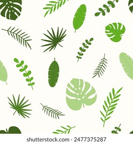 Summer pattern with tropical leaves. Holiday background. Vector illustration