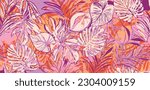 Summer pattern. Tropical leaves pattern perfect for textiles and decoration