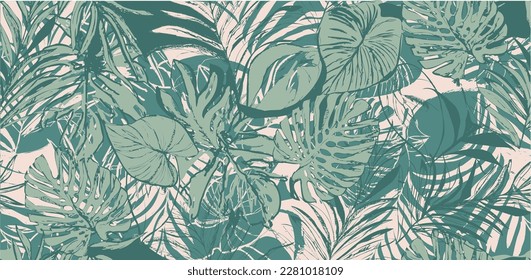 Summer pattern. Tropical leaves pattern perfect for textiles and decoration