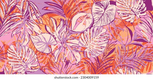 Summer pattern. Tropical leaves pattern perfect for textiles and decoration