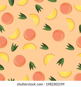 summer pattern for a t-shirt or table in the form of peaches