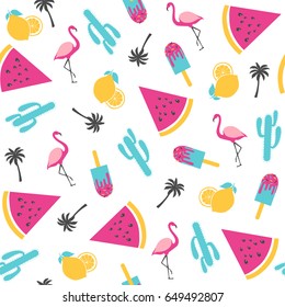 Summer pattern. Watermelon with cactus. Vector illustration    