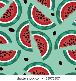 Summer pattern with watermelons. Seamless fruit background