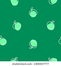 Patrón de verano con silueta de manzana blanca en estilo tiza, sabrosas frutas dibujadas a mano en el arte de línea, impresión para cubierta, tela, textil, diseño de papel.