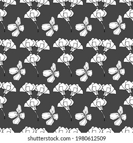 Summer pattern with wildflowers, dried flowers. Medicinal herbs, rapeseed. Beautiful hand-drawn graphics. For textile, wallpaper, design, paper, banner. Stock graphics, isolate. 