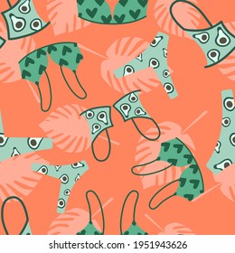 Summer pattern. Women's swimsuits. Vector illustration.
