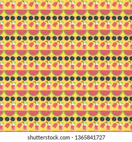 Summer Pattern Yellow Colorful Ice Cream Sunglass Watermelon Texture