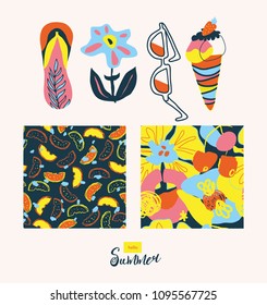 Summer patterns. Summer Elements. Vector illustration.
