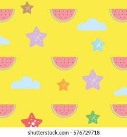 Summer pattern,Summer day background vector,Summer Holiday relax concept design,watermelon pattern vector background pastel color.vacation time.