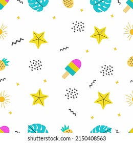 summer pattetn, seamless pattern, holiday, wallpaper, vector illustration
