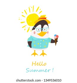summer penguin in shirt