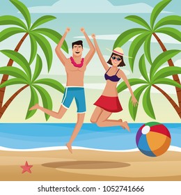 Summer, people and beach