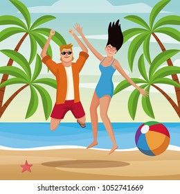 Summer, people and beach
