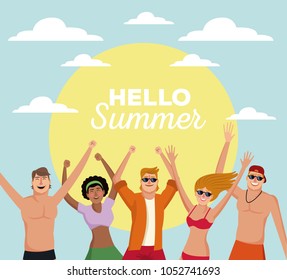 Summer, people and beach