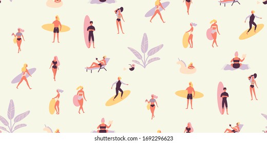 summer people seamless pattern.trendy design. great for fabric.illustration.
