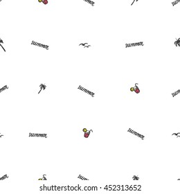 summer phrase bird cocktail palm pattern
