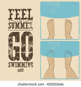 Summer phrase typographic vintage grunge poster design. Retro vector illustration.