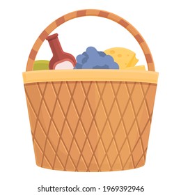 Summer picnic basket icon. Cartoon and flat of Summer picnic basket vector icon for web design isolated on white background
