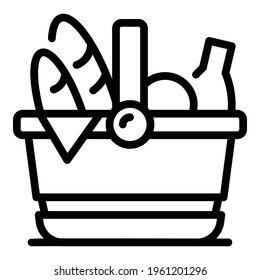 Summer picnic basket icon. Outline Summer picnic basket vector icon for web design isolated on white background