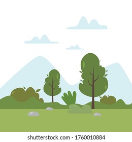Summer picnic. Bbq cooking outside. Landscape. Vector illustration