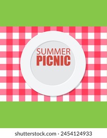 summer picnic design, invitation card, Banner, poster design template. Vector illustration in flat style