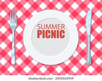 diseño de picnic de verano, tarjeta de invitación, Anuncio, Plantilla de diseño de póster. Ilustración vectorial en estilo plano