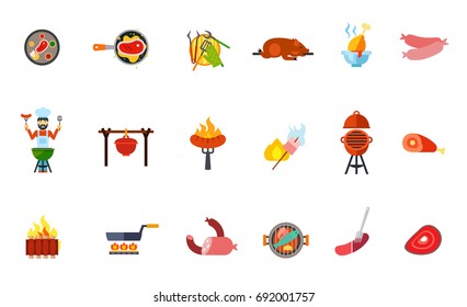 Summer picnic food icon set