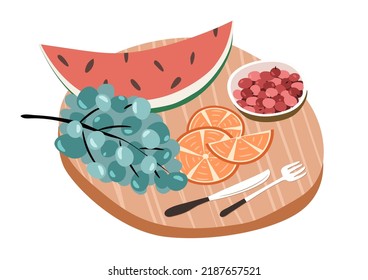 Summer picnic fruits on tray concept