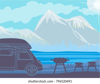 Summer picnic in the mountains
