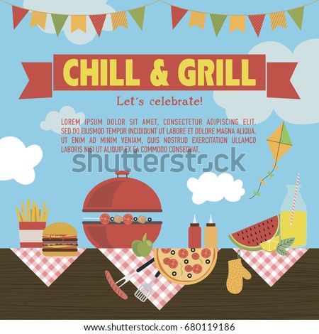 summer picnic party invitation card food stock vector royalty free