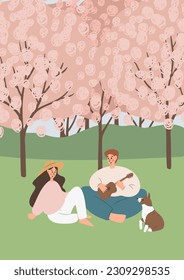 Summer picnic printable poster, People, couples, friends, and families enjoying a picnic in park vector illustration clipart, Images in flat cartoon style, Digital download cards