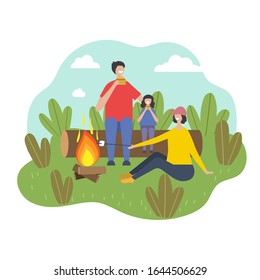 Summer picnic vector illustration on white background