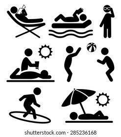 Summer pictograms flat people icons isolated on white background