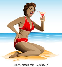 Summer pin up with cocktail