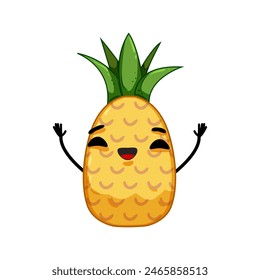 summer pineapple character cartoon. party sticker, watermelon food, sweet beach summer pineapple character sign. isolated symbol vector illustration