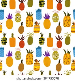 Summer pineapple fruit illustration background pattern in vector. Seamless pattern can be used for wallpapers, pattern fills, web page backgrounds, surface textures