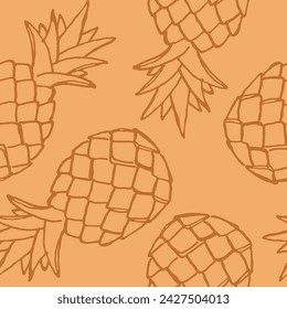 Summer pineapple lines seamless pattern