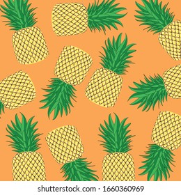 
Summer pineapple on an orange floor