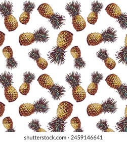 Summer Pineapple repeat seamless pattern wallpaper