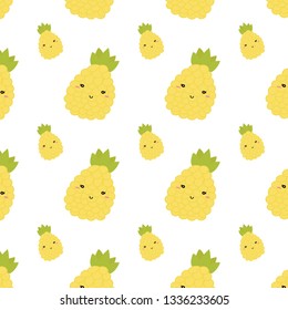 summer pineapple seamless pattern. vector 