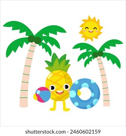 Summer Pineapple swim beach colorful rubber rings, fruit swimming ring