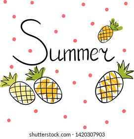 Summer pineapple. Watermelon. Vector illstration.