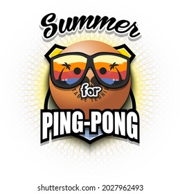 Summer ping-pong logo. Summer for ping-pong. Pattern for design poster, logo, emblem, label, banner, icon. Ping-pong template on isolated background. Vector illustration