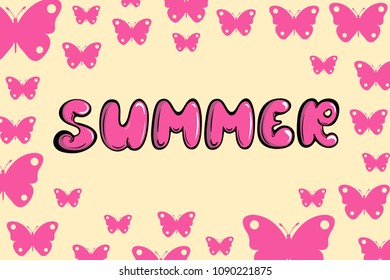 Summer and pink butterflies
